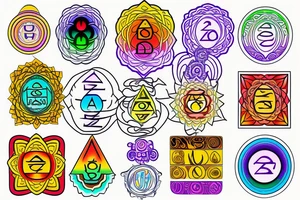 chakras colored tattoo idea