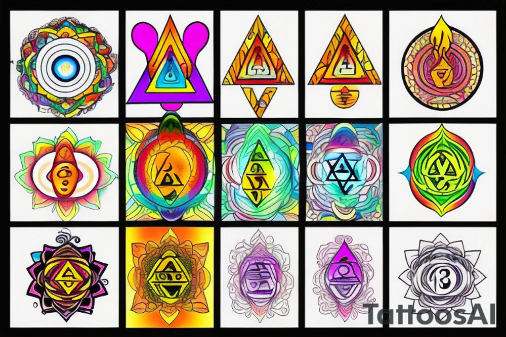 chakras colored tattoo idea