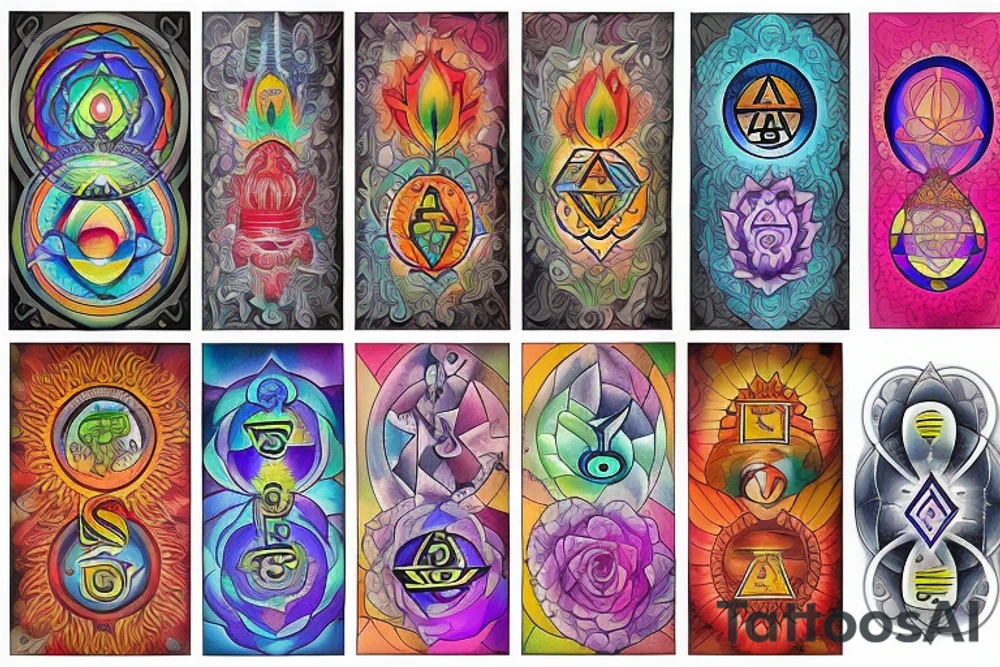 chakras colored tattoo idea