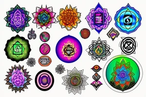 chakras colored tattoo idea