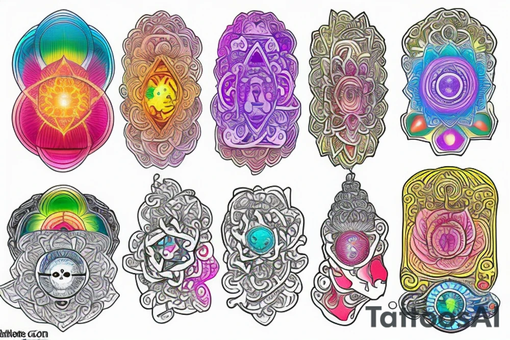 chakras colored tattoo idea