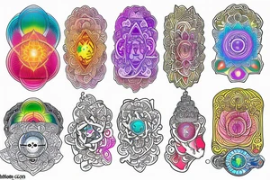 chakras colored tattoo idea