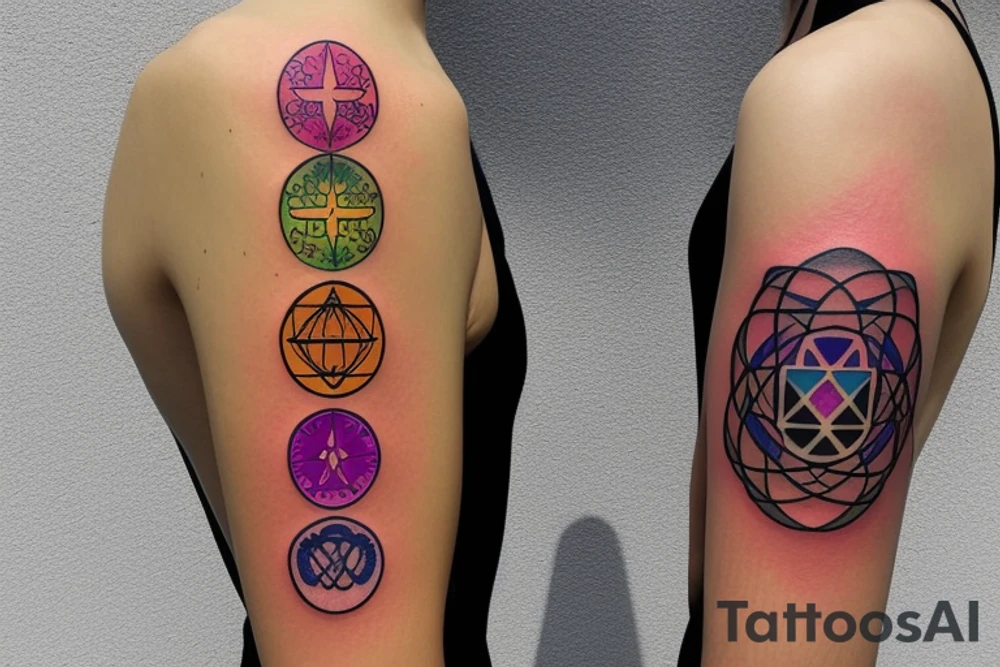 chakras colored tattoo idea