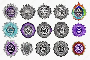 chakras colored tattoo idea