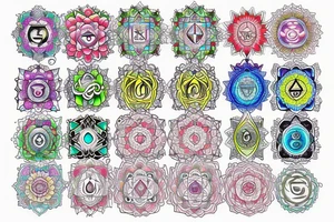 chakras colored tattoo idea