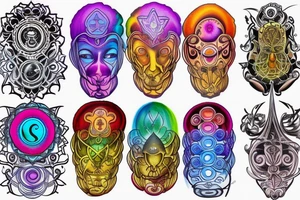 chakras colored tattoo idea