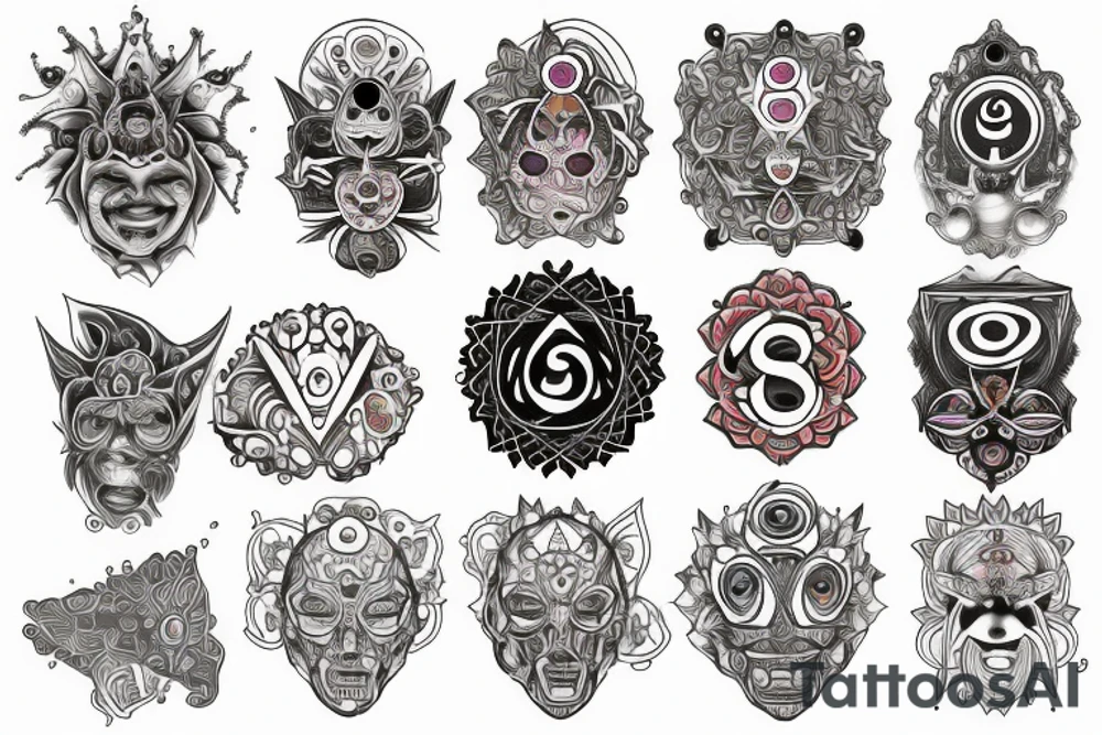 chakras colored tattoo idea