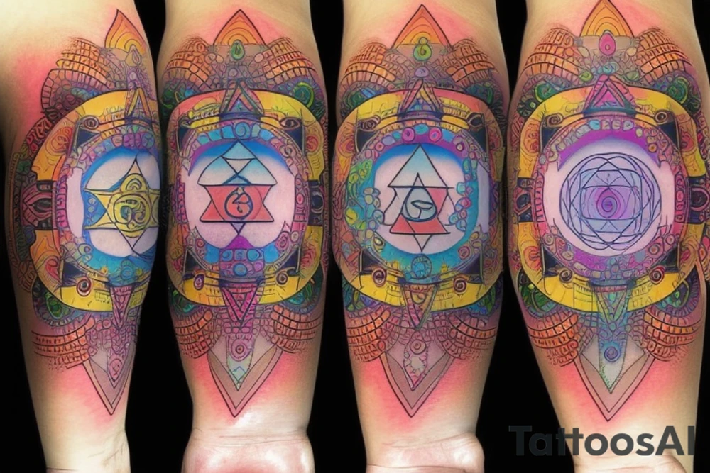 chakras colored tattoo idea
