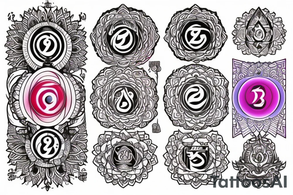 chakras colored tattoo idea