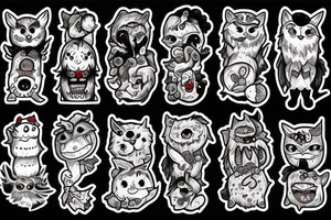 black round fluffy monster with kind eyes tattoo idea