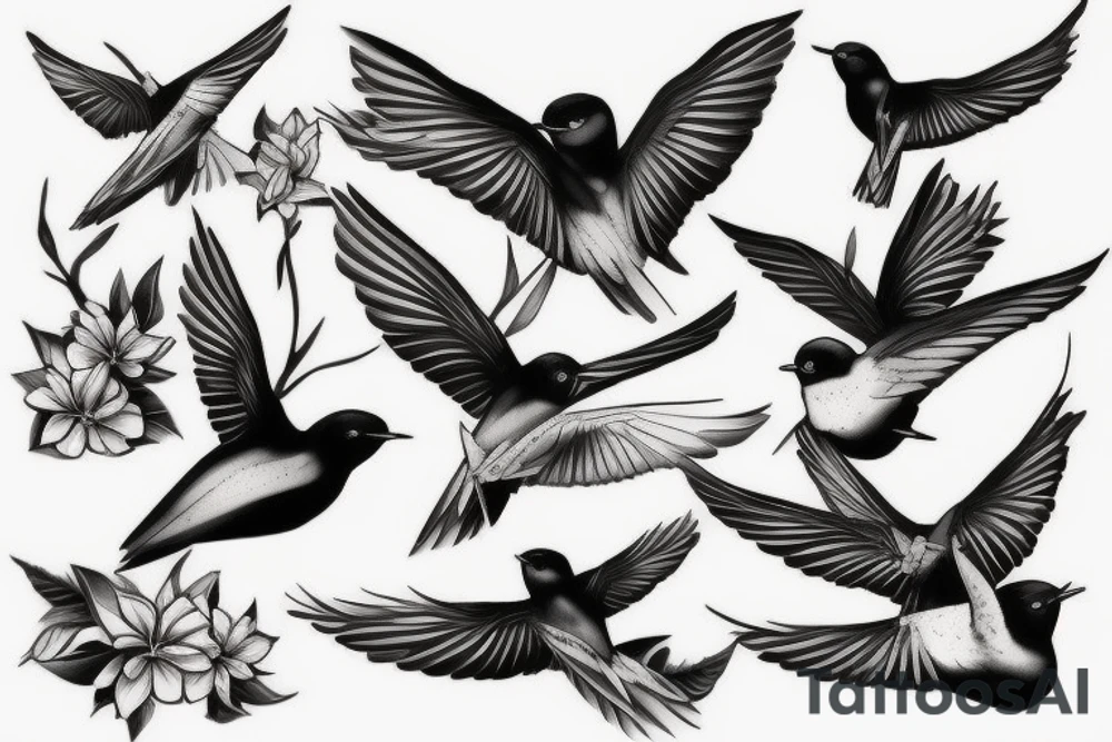 Swallow in flight tattoo idea