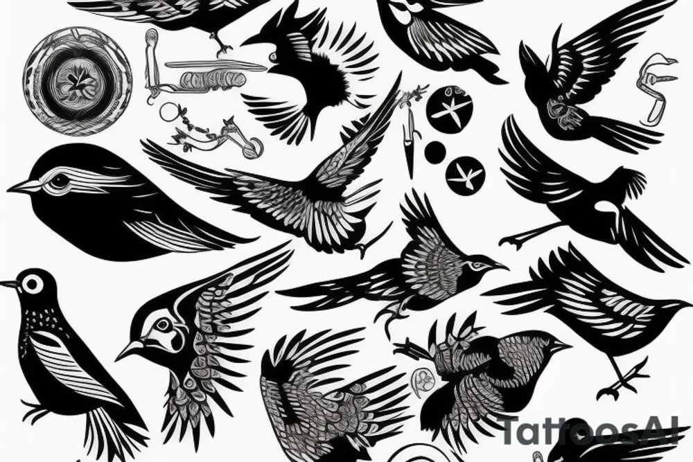 A bird depicting freedom from the control of others tattoo idea