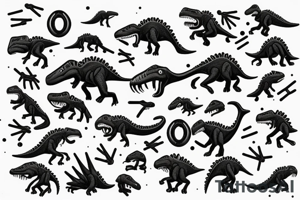 A tiny Dino with grabbers in his hands tattoo idea