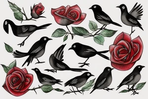 Flying robin holding a rose in it's beak tattoo idea