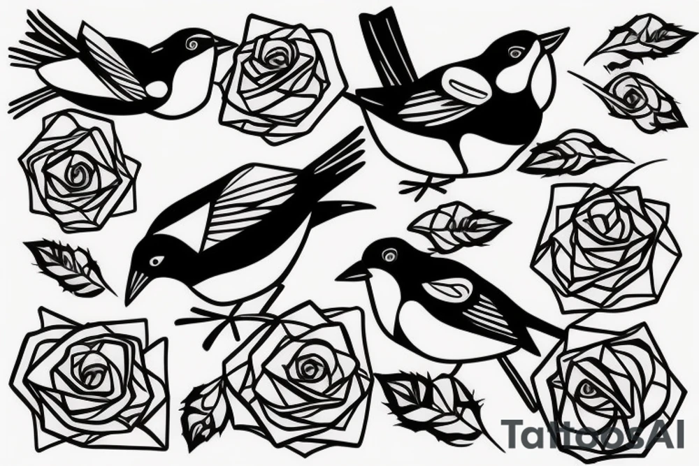 Flying robin holding a rose in it's beak tattoo idea