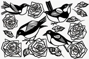 Flying robin holding a rose in it's beak tattoo idea