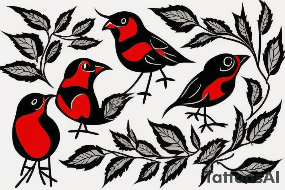 Flying robin holding a rose in it's beak tattoo idea