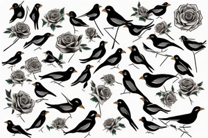 Flying robin holding a rose in it's beak tattoo idea