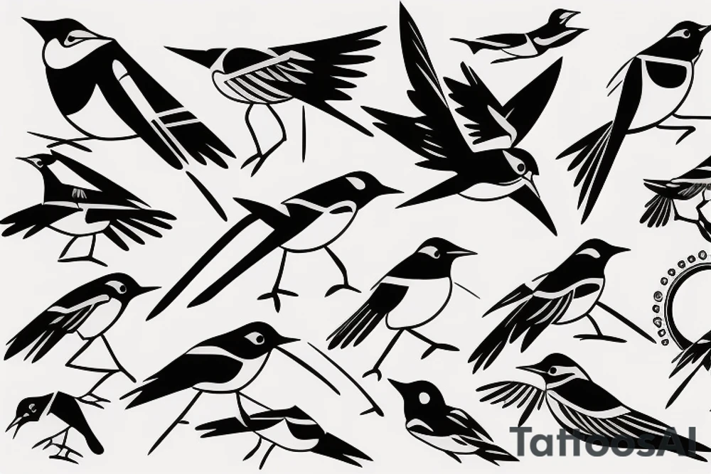 Action shot of a flying robin tattoo idea