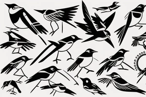 Action shot of a flying robin tattoo idea