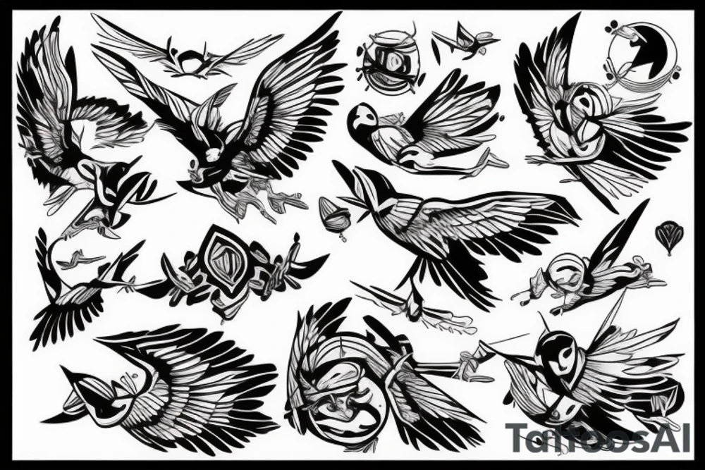 robin mid-flight tattoo idea