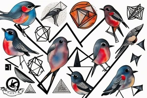 geometric robin mid-flight tattoo idea