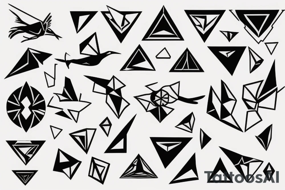 geometric robin mid-flight tattoo idea