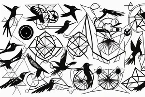 geometric robin mid-flight tattoo idea