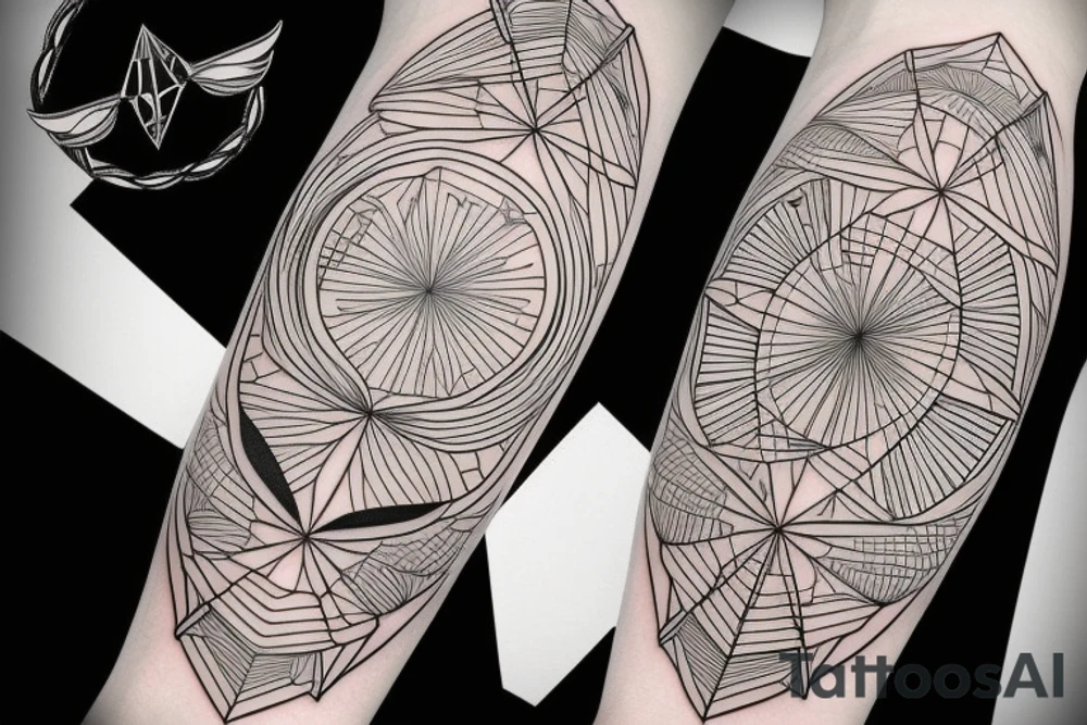 geometric robin mid-flight tattoo idea