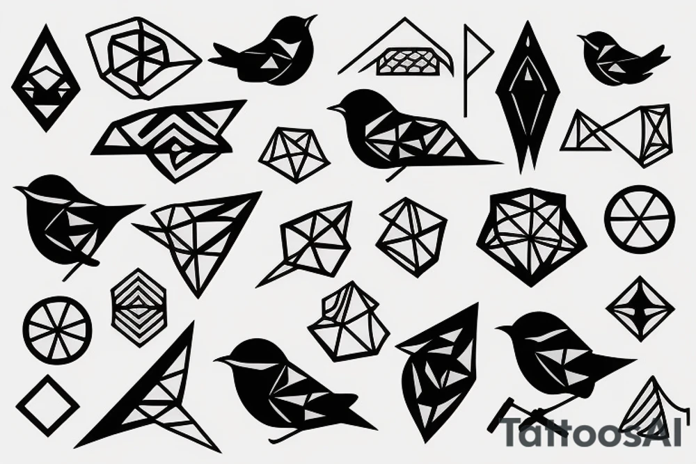 geometric robin mid-flight tattoo idea