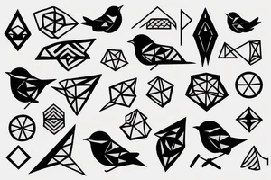 geometric robin mid-flight tattoo idea