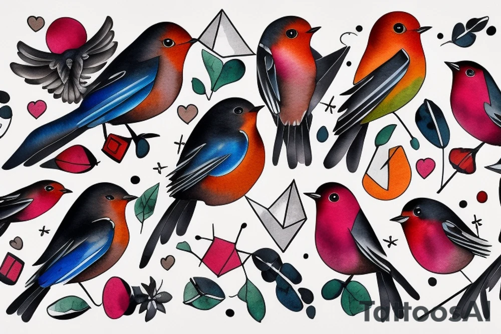 watercolour robin mid-flight tattoo idea