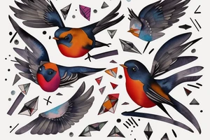 watercolour robin mid-flight, dynamic tattoo idea