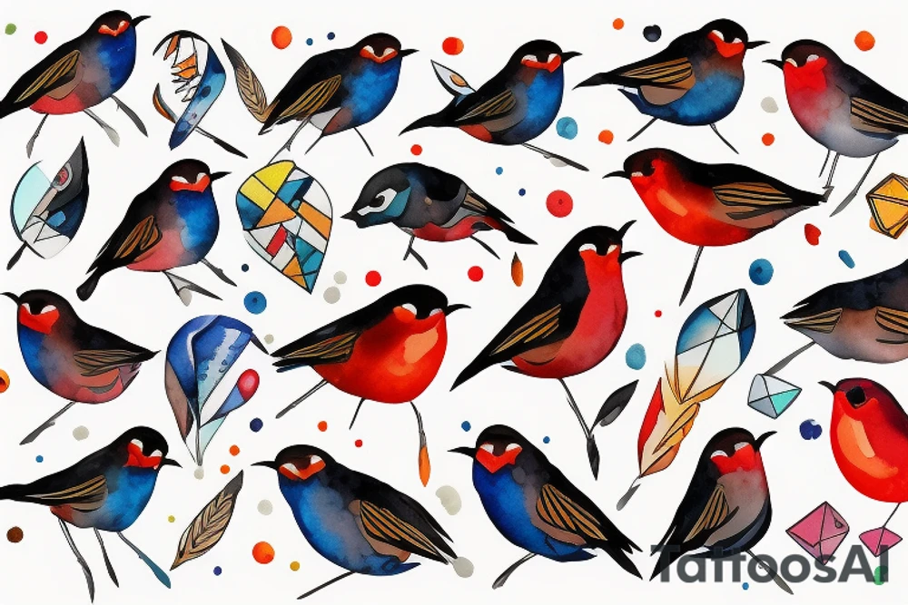watercolour robin mid-flight, dynamic tattoo idea