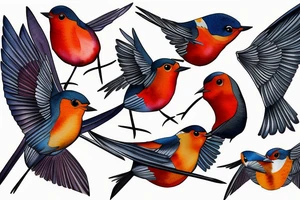 watercolour robin mid-flight, dynamic tattoo idea