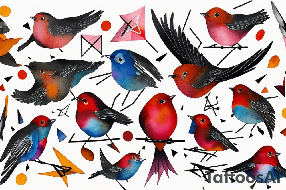 watercolour robin mid-flight, dynamic tattoo idea