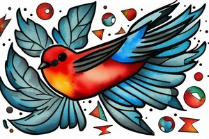 watercolour robin mid-flight, dynamic tattoo idea