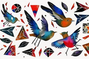 watercolour abstract robin mid-flight, dynamic tattoo idea