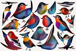 watercolour abstract robin mid-flight, dynamic tattoo idea
