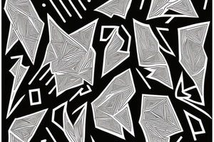 abstract robin mid-flight, dynamic, only a little bit of red otherwise black and white, splatters, geometric design with the use of triangles to create the robin tattoo idea