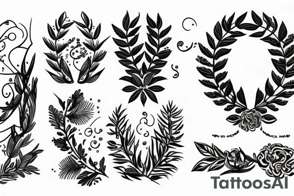 Laurel wreath half sleeve tattoo idea