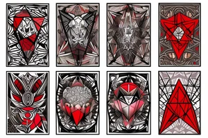 art fusion geometric style robin, dynamic, small amount of red accent tattoo idea
