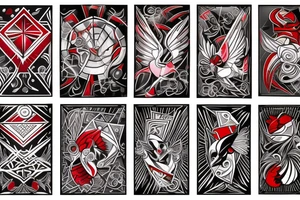 art fusion geometric style robin, dynamic, small amount of red accent tattoo idea