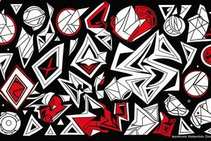 art fusion geometric style robin, dynamic, small amount of red accent tattoo idea