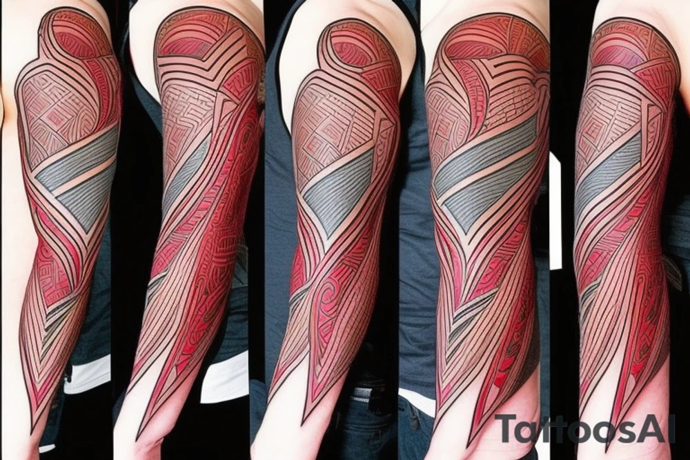 art fusion geometric style robin bird, dynamic, small amount of red accent tattoo idea