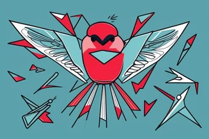 sketch geometric abstract style robin bird mid-flight with spread wings, dynamic, small amount of red accent tattoo idea