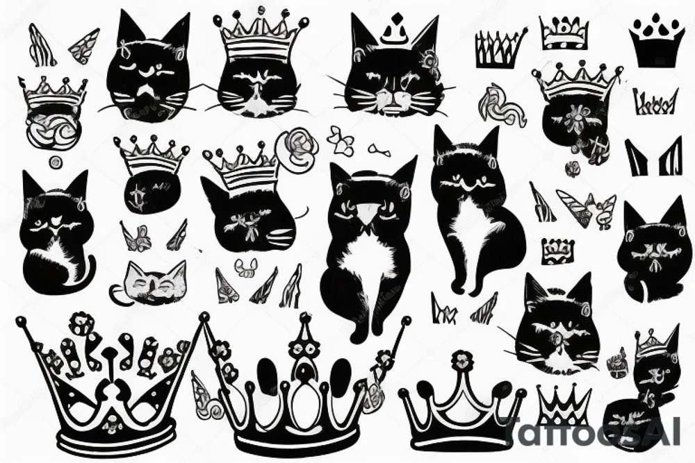 Cat with crown on tattoo idea