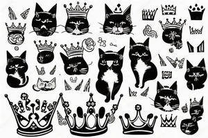 Cat with crown on tattoo idea