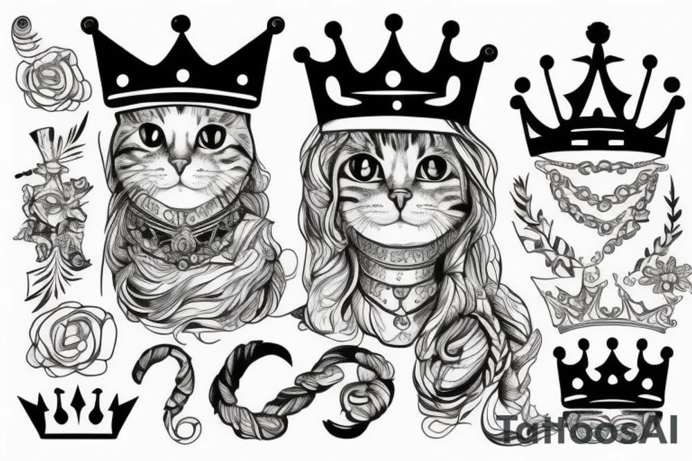 Cat with crown on tattoo idea