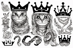 Cat with crown on tattoo idea